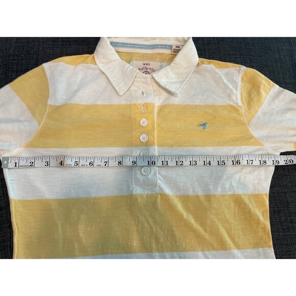 WWS Authentic Womens Striped 3/4 Sleeve Polo Shirt Yellow/White Size M Casual Cl - Picture 8 of 11